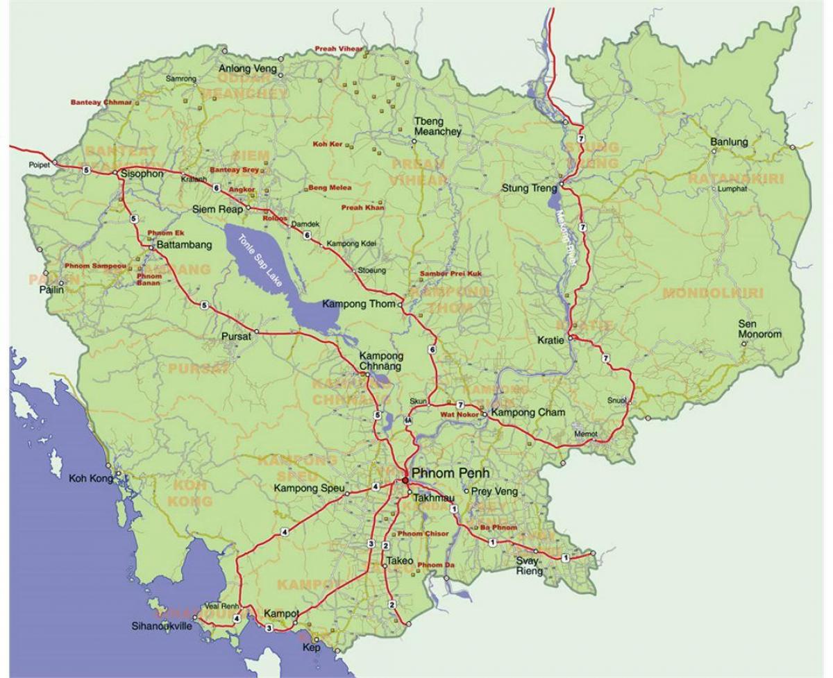 подробная карта Камбоджи
